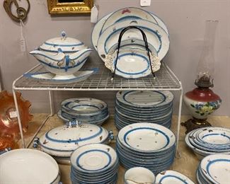 Haviland & Co  1876-89 Antique set Blue rim Butterflies and Meadow flowers  63pcs