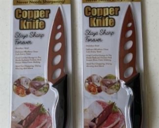 Copper Knife, stays sharp forever, new in pkges