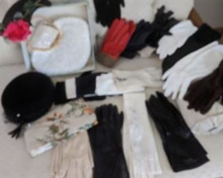 Vintage hats, purses and gloves