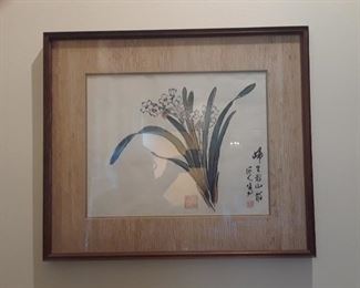 Narciscus ink and color on hand made paper, circa 1960s.