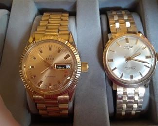 Left: Elgin . Right: Vulcan two tone 17 jewel men's watch.