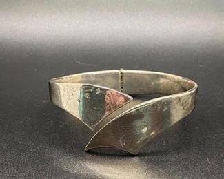 Sterling Silver 925 Hinged Cuff Bracelet Bangle