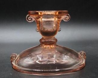Vintage Pink Depression Glass Candle Stick Holder