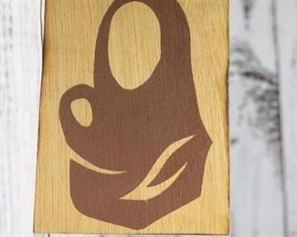 Vintage Burned Wood Postcard Art Madonna Child