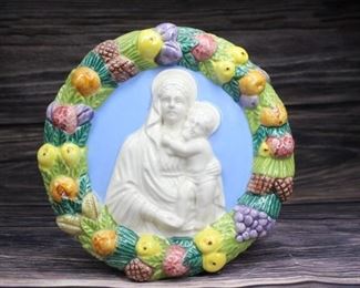 Vintage Madonna with Child Wall Plate Italy