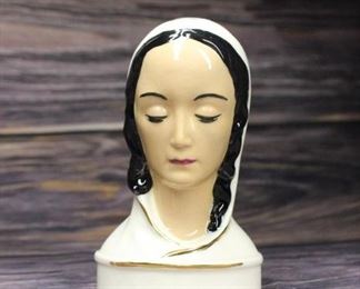 Vintage Ceramic Woman with Eyes Closed Praying Virgin Mary Bust