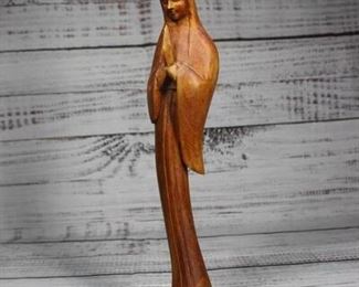 Carved Wood Statuette of the Virgin Mary Praying