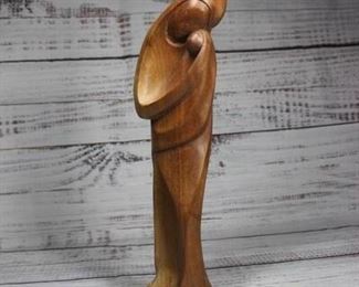 Carved Wood Statuette of Virgin Mary with Child