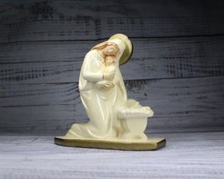 Vintage White Statuette of Madonna and Baby Figurine