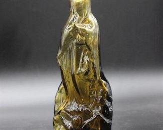 Vintage Glass Bottle Depicting the Virgin of Guadalupe