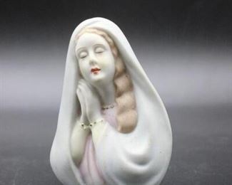 Vintage Virgin Mary Miniature Bust Praying Figurine