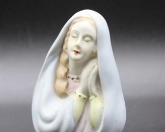 Vintage Virgin Mary Miniature Bust Praying Figurine Japan