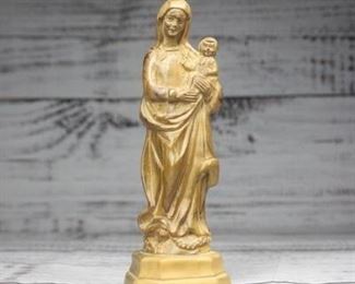 Wooden Statuette of Madonna with Child Figurine