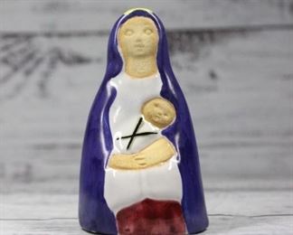 Vintage Hand Painted Virgin Mary Statuette Figurine