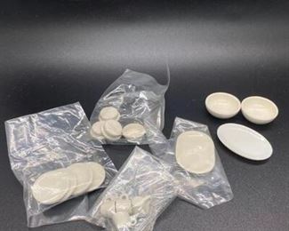 Dollhouse Miniatures White Pottery Dishware Lot