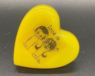 Vintage LOVE IS... Yellow Heart Shaped Night Light