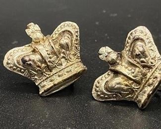 Sterling Silver 925 Vintage Queens Crown Screw Back Earrings
