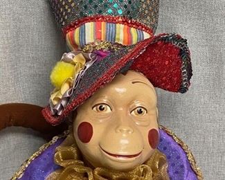 Colorful Court Jester Circus Clown Monkey Doll