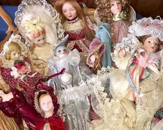 Vintage Dolls and Angels, Lace dresses and porcelain faces and hands