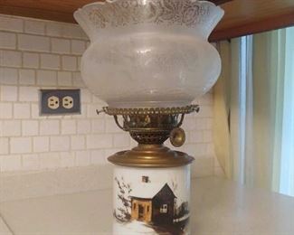 Antique oil lamp with appraisal and certification