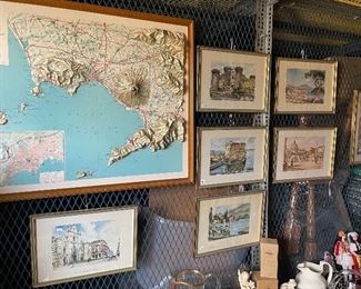 Frames art, watercolors from Sorrento Italy and Naples Italy