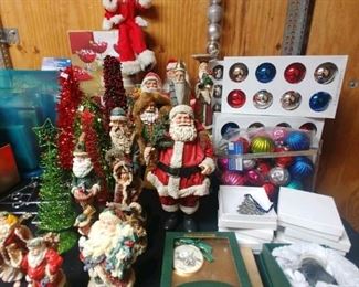 Christmas ornaments, vintage ornaments, Santa’s, stockings