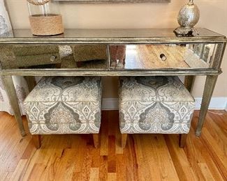 Ethan Allen Mirrored Vivica Sofa Table 60" L x 16" D x 33" H