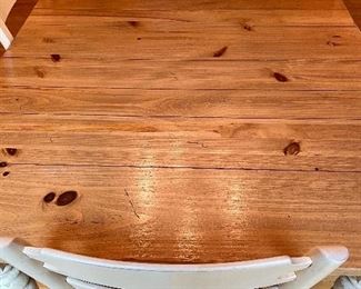 Ethan Allen White Washed Kitchen Table with extensions ( can seat up to 8). A custom crafted, heirloom-quality table with plenty of seating for special occasions. 31" H x 40" D x 