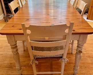Ethan Allen White Washed Kitchen Table with extensions ( can seat up to 8). A custom crafted, heirloom-quality table with plenty of seating for special occasions