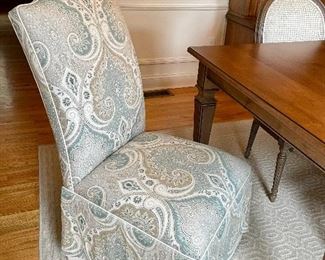 Ethan Allen French Regency Parson Custom Fabric Dining Room Host Chairs (Two Available)