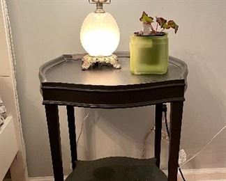 Classic black end table with curved legs and lip for bedroom or living room (2 available) 