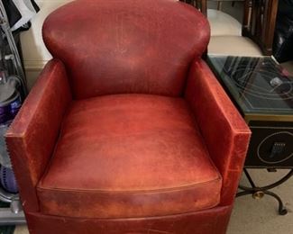 dark red leather armchair