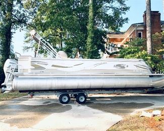 2005 27 ft Crest Savannah Series Pontoon and Wesco trailer. ( new tires and rail coverings). M &W MARINE just serviced the motor. Minimum bid $11,500. Drop your bid in the box at the sale.  Needs new seat coverings. 