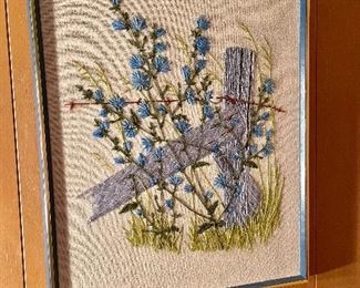 Vintage Framed Crewel Art