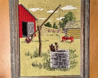 Vintage Framed Crewel Art