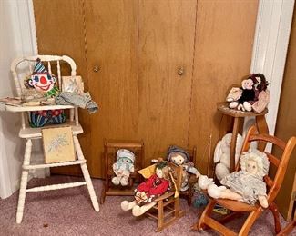 Wood Doll Furniture, Vintage high chair 