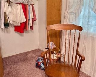 Solid Wood Rocking Chair, Vintage Linens, Puzzles 