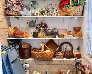 Straw baskets, Bird cages, Silk Flowers