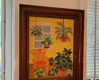 Vintage Needlepoint Framed Art