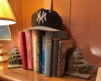 Vintage Brass Ship Bookends, Vintage Books
