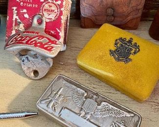 Vintage Starr X Coca Cola Bottle Opener, Vintage Gillette US Service Military Shave Set