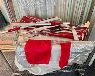 Vintage Retro Red Glitter Twirling Bag, Vintage Twirling Batons, Vintage Flag Batons, Vintage Samoan Twirling Knife