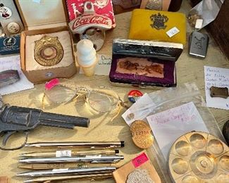 Vintage Chauffeur Badges, Vintage Cross Ink Pens, 