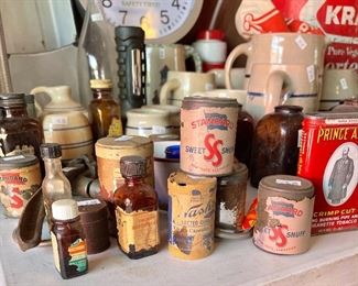 Vintage Medicine Bottles, Vintage Snuff Cans