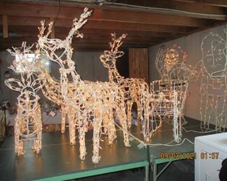 Lighted reindeer, Santa and Sleigh