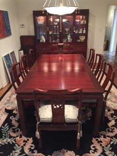 This is the eight person dining room with matching chairs. 