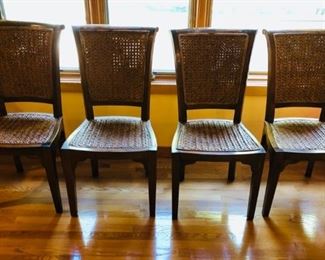 Set of 4 caned back and seat dining chairs $100