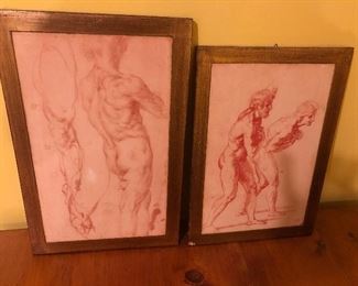 Nudes 10.5" wide x 16.5" tall and 10.5" wide x 14.5" tall $50 pr. 