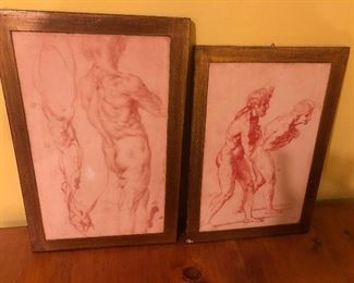 Nudes 10.5" wide x 16.5" tall and 10.5" wide x 14.5" tall $50 pr.