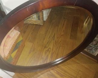 Beautiful wooden round mirror